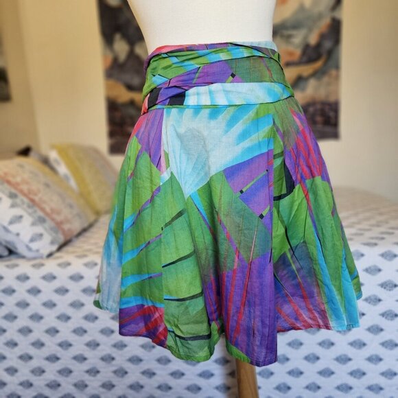 MNG A-Line Tropical Cotton Skirt – Size 10 | Boho Multicolor Summer Vibe - Picture 10 of 14